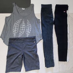 Lot of Women Athletic Leggings / Shorts Size L / XL & Top is Size XXL